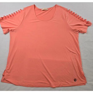 Women's MICHAEL Michael Kors Coral Cutout Short Sleeve Tee Plus Size 2X